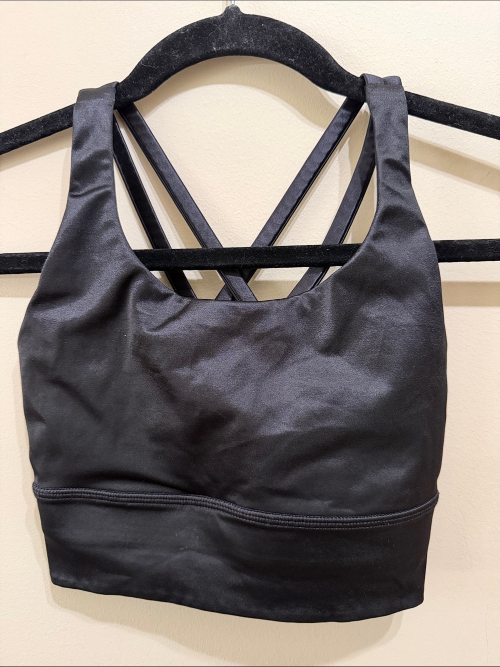 Lululemon Energy Longline Bra *Medium Support, B–D Cup Satin Shine Black Sz 2 XS - Picture 2 of 5